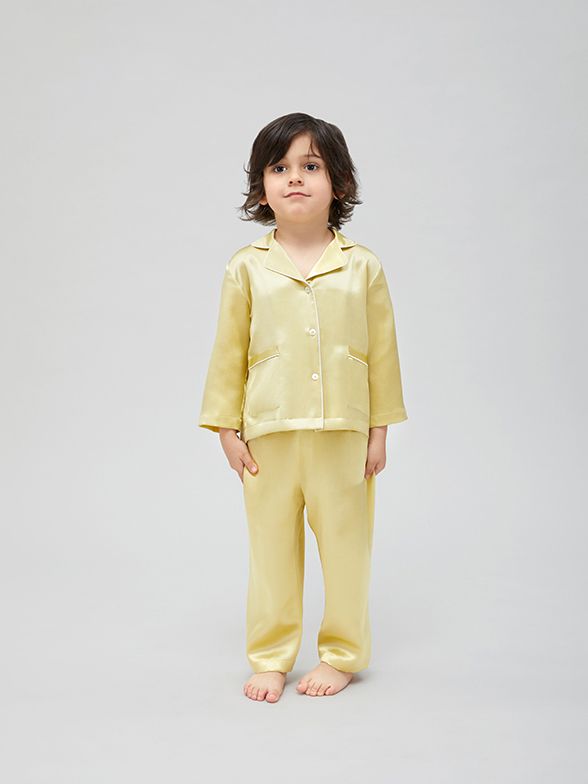 19 Momme Kids Silk Pajamas Set Boys and Girls Silk PJs